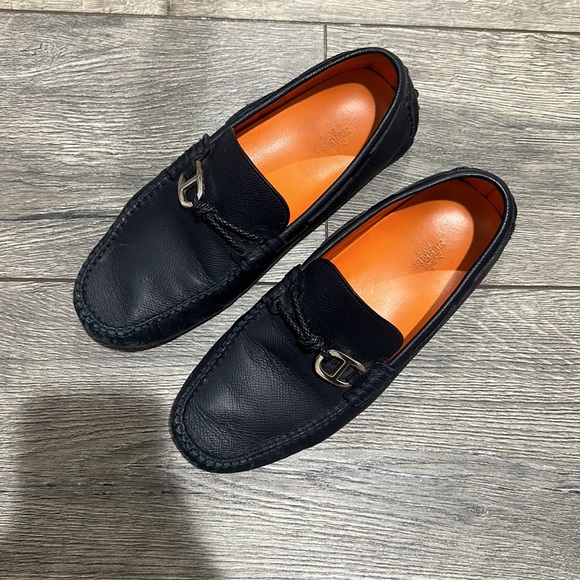 • Hermes • Men’s Alessandro Slip On Loafer
Navy Blue and Orange Leather 6.5 - Picture 2 of 7